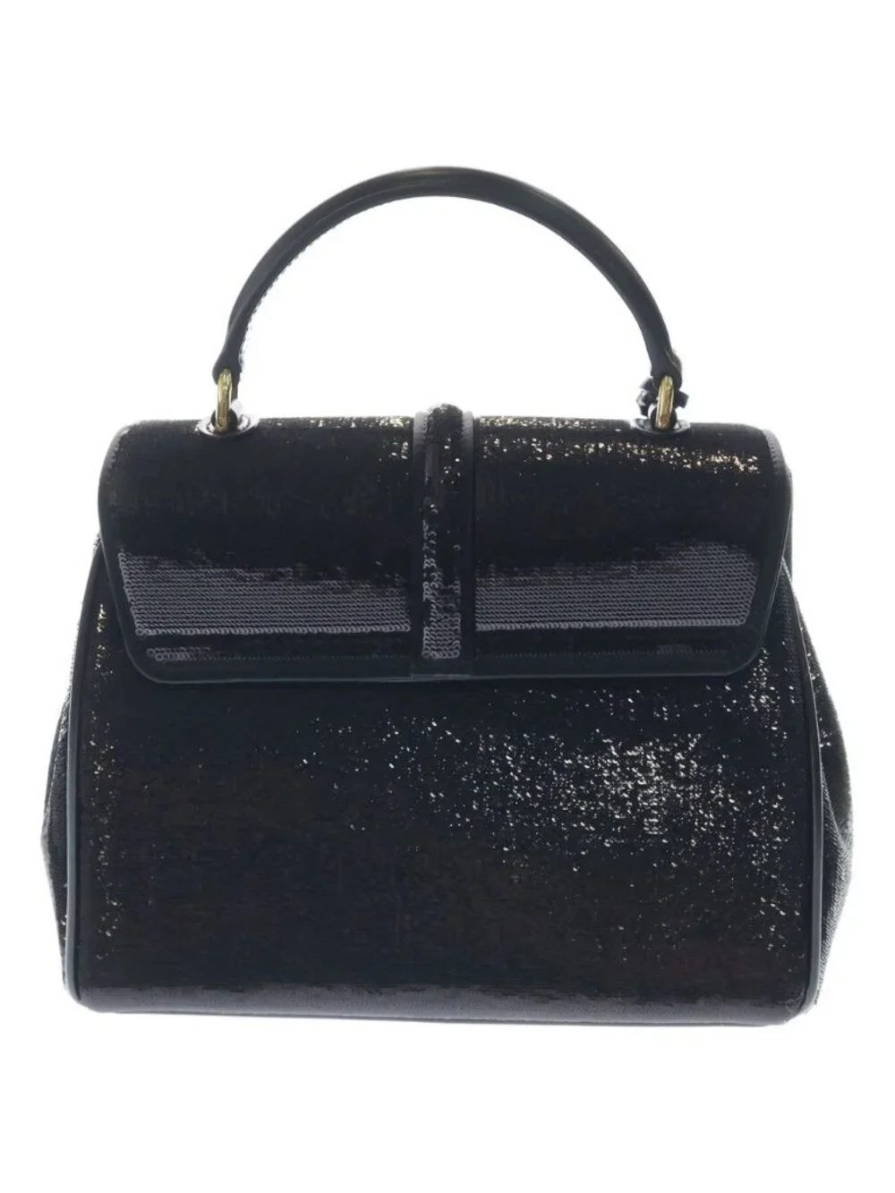 Celine Mini 16 Sesame Sequin 2-Way Shoulder Bag Black Calfskin Gold